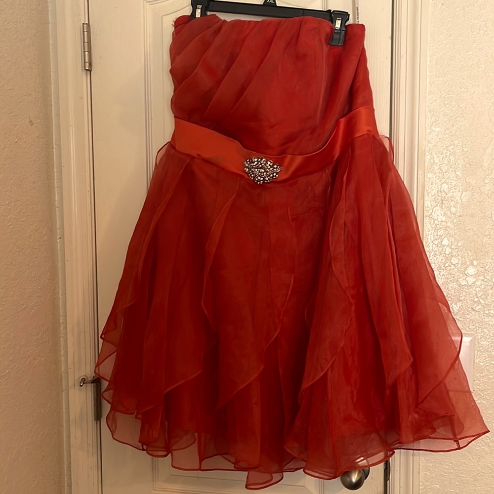 Jordan Fall Orange strapless homecoming/prom dress size 20